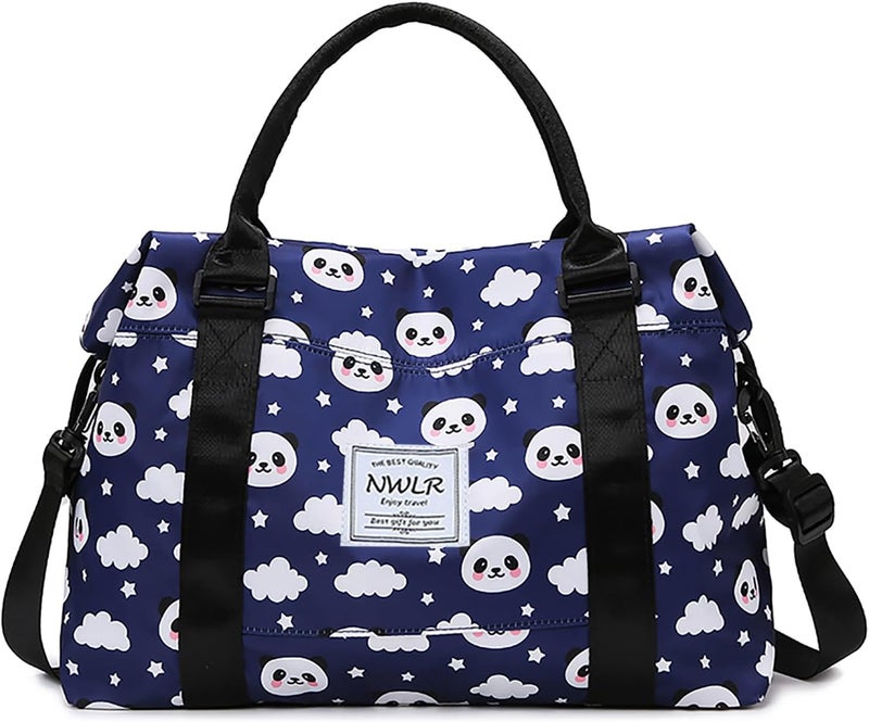 NWLR Travel Duffle Bag Weekender Overnight Bag Gym Tote with Dry and Wet Separated Pocket for Women Girls Shoulder Workout Duffel Bag Water Resistant (cute panda) - Image 1